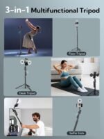 70.9" Auto Face Tracking Tripod 360° Rotation w/Light(UTK-02) | Phone Tripod for iPhone & Android,No App Needed,w/ Remote Control,Gesture Control,LED Light,1/4"Screw Mount,Video Recording - Image 6