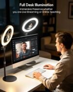Desk Ring Light with Stand for Computer, Desk Light for Video Recording | 10.5" Video Conference Lighting, Adjustable Circle Light with Phone Holder for Zoom Meeting Video Call Podcast Stream Webcam - Image 9