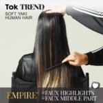 Sensationnel Empire Yaki Human Hair,1 Pack 16 inch, 1B OFFBLACK | Tangle-Free, Quick Weave & Sew-In Styles, Faux Highlights, Faux Middle Part Leave Out - Image 3