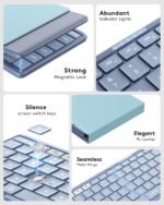 Samsers Full-Size Foldable Bluetooth Keyboard for Laptop Phone Tablet -Blue | 0.65in keycap, PU Leather Cover, Pocket-Sized, Mobile Working, Phone Stand, BT 5.1 x 3, On-the-go, for Travel Business Use - Image 9