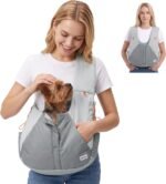 FURTIME Dog Sling Carrier, Puppy Sling for Small Dogs Up to 16 lbs | 2-in-1 Backpack and Shoulder Bag, Hands-Free Pet Carrier with Safety Tether & Adjustable Strap for Outdoors, Grey - Image 2