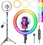 10" Ring Light with Stand 72'' Tall & Phone Holder,38 Color Modes Selfie Light with Tripod Stand,Stepless Dimmable/Speed LED Ring Light for iPhone & Android,YouTube, Makeup,TIK Tok - Image 2