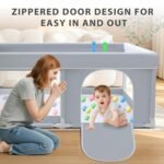 XVISHX Baby Playpen 50 x 50 Inch Play Pen Playards, Playpen for Babies and Toddlers, Baby Playard for Indoor & Outdoor Active Center Game Fence, with Skin-Friendly Fabric and Soft Breathable Mesh Grey - Image 8