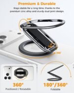 SUPERONE for MagSafe Phone Grip Kickstand, Magnetic Phone Ring Holder | 4-in-1 for MagSafe Phone Ring Stand with Finger-Loop Strap, Mag Safe Accessories Compatible with iPhone 17-12 series - Black - Image 6