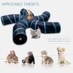 EGETOTA Cat Tunnel for Indoor Cats Large, with Play Ball S-Shape 5 Way Collapsible Interactive Peek Hole Pet Tube Toys, Puppy, Kitty, Kitten, Rabbit (Blue & Black) - Image 3