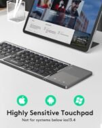 Samsers Foldable Bluetooth Keyboard with Touchpad, Ultra Slim Compact,Grey | Multi-touch Trackpad, Full Size, Phone Holder, USB-C Charging, 1 Device, for Android Windows iOS Mac OS, Mobile Productivity - Image 4