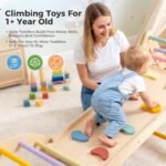 aiwo 7-in-1 Pikler Triangle Set Toddler Climbing Toys for 1+ Year Old Gift | Extra-thick wood, Foldable space-saving, Compact, Non-slip pads, Holds 2-3 kids, Montessori indoor yoy, Slide & Arch - Image 3