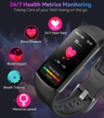 Smart Watch Fitness Tracker with 24/7 Heart Rate, Blood Oxygen Blood Pressure Monitor Sleep Tracker 120 Sports Modes Activity Trackers Step Calorie Counter IP68 Waterproof for Andriod iPhone Women Men - Image 5