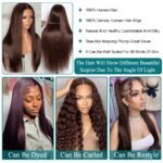 Azkiu20 Inch Chocolate Brown Human Hair Wig 13x6 Lace Front - Image 6
