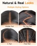 Lace Front Wigs Human Hair 32 Inch 12A Virgin Straight Human Hair Wig 200 Density Soft 13x6 Lace Front Wigs Human Hair Pre Plucked Invisilbe Hairline Glueless HD Frontal Wig Natural Black - Image 8