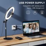 Desk Ring Light with Stand for Computer, Desk Light for Video Recording | 10.5" Video Conference Lighting, Adjustable Circle Light with Phone Holder for Zoom Meeting Video Call Podcast Stream Webcam - Image 7