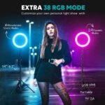 10" Ring Light with Stand 72'' Tall & Phone Holder,38 Color Modes Selfie Light with Tripod Stand,Stepless Dimmable/Speed LED Ring Light for iPhone & Android,YouTube, Makeup,TIK Tok - Image 6