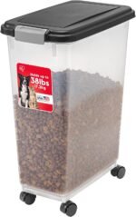 IRIS USA Dog Food Storage Container, Up to 38 lbs, Black, Made in USA | Wheels for Mobility, Airtight Seal, BPA-Free, Best for Bird Seed, Cat food, Cat Litter, Chicken Feed, Pellets - Image 2