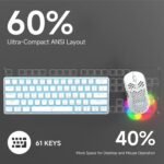 TMKB 60% Mechanical Gaming Keyboard, Red Linear Switch, Wired, White | LED Backlight, Anti-Ghosting, Detachable USB-C, Double-Shot Keycaps, 61 Keys - Image 7