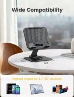 Lamicall Adjustable iPad Stand for Desk, Ultra-Slim Foldable, 360° Rotation | [Foldable Ultra-Slim][ 360°Rotation Base] Heavy-Duty Tablet Holder Stand for 4.7-13" iPad Pro Air Mini E-Reader Kindle Tabs - Image 7
