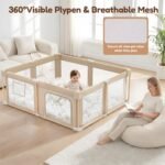 Foldable Baby Playpen with Mat, Foldable Baby Fence Play Yards for Babies and Toddlers, Play Pen with Breathable Mesh and Anti-Fall Pads (71"×59") - Image 8