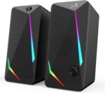 Redragon GS510 RGB Wired Desktop Speakers, 2.0 Channel Stereo Sound, Black | 4 Colorful LED Backlight Modes, Enhanced Bass, Easy-Access Volume Control, Plug & Play USB Powered PC Gaming Speaker - Image 2