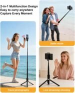 CAMBOFOTO 2-in-1 Phone Tripod Selfie Stick, 68in Extendable Remote Control - Image 6