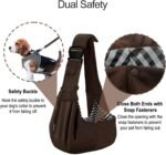 Reversible Dog Cat Sling Carrier, Small Dog Carrier, Adjustable Dog Sling, Hands Free Cross Body Carrier with Collar Hook for Dog/Cat/Bunny up to 11lb (Brown) - Image 5
