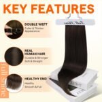Full Shine Sew In Hair Extensions Real Human Hair 22 Inch Weft Extensions Real Remy Hair Color 2 Dark Brown Double Weft Full Head Straight Hair Weaves 105 Grams Hair Weft Bundles Straight Hair - Image 3