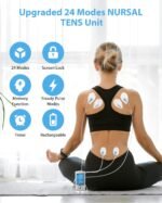 NURSAL 24 Modes TENS Unit Muscle Stimulator for Pain Relief, Rechargeable Electronic Pulse Massager, 8 Pcs Pads, Drug-Free Pain Relief for Shoulder, Back, Muscle, ABS Pads Holder - Image 3