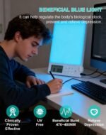 Light Therapy Lamp 10000 Lux Brightness-UV Free,Blue Lighting Improve Sleep Quality,Whit Lighting Imitation of Sunlight,Display,4 Periods Timer Function,5 Levels Brightness Adjustment, 1-Pack - Image 5