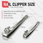 firiKer Nail Clippers with Nail File,Fingernail Clipper,Toe Nail Clippers | Nail Clipper Set (Silver), Large for Toenails,Small for Fingernails, Used Separately, Ideal Gift for Men and Women - Image 3