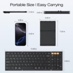 OMOTON Foldable Keyboard for Travel, Full Size with Number Pad, Black | Bluetooth 3-device Switching for iPad/iPhone/Tablet/Laptop/Mac, USB-C Rechargeable, Folding Portable for Travel & Remote Work - Image 6