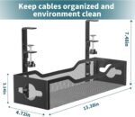 Under Desk Cable Management Tray No Drill, Metal Mesh Cable Management Under Desk with Clamp Mount, 2 Hole Cable Tray with Wire Management and Cord Organizer for Home Office Standing Desk - Image 8