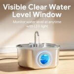 Cat Water Fountain Stainless Steel: 108oz/3.2L Cat Fountain for Drinking | Pet Water Fountain Inside - Automatic Dog Watering Dispenser Bowl - Pet Feeding & Watering Supplies - Water Level Window - Image 8