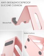 CreaDream Cell Phone Stand, Cradle, Holder, Aluminum Desktop Stand Compatible with Switch, All Smart Phone, iPhone 15 14 13 12 Pro Max Plus Mini Xr X Se 8 SE -Rose Gold - Image 7