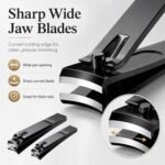 Aogeili Wide Jaw Steel Nail Clippers Set for Thick Toenail & Fingernail | Ultra Sharp Blades, Anti-Slip Grip, Large Toenail & Small Fingernail for Men Women Seniors, Home Travel Gift - Image 3