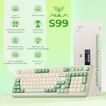 AULA S99 Gaming Keyboard, Wireless Green Creamy Computer Keyboards | Tri-Mode Bluetooth/2.4GHz/USB-C Membrane Keyboard with Number Pad,99Keys,RGB Backlit,Programmable,Creamy Silicone Structure - Image 3