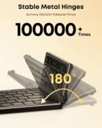 Portable Foldable Keyboard and Mouse Combo, Bluetooth×2+USB A+USB C(4 in 1) Connection, Keyboard Lock, Full Size Folding Wireless Rechargeable Silent Design for Travel/Home/Office-Black Gray - Image 8
