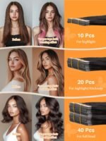 DOORES Tape in Hair Extensions Human Hair for Fine Thin, Add Volume, Length | 20" 50g 20pcs Jet Black, Real Remy Straight Tape ins, Invisible, Skin Weft Seamless for Women, Everyday Wear, Wedding, Silky - Image 7