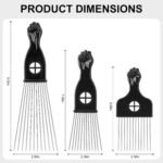 3 Pack Afro Hair Picks for Men and Women, Cpoxixt Metal Afro Comb Picks for Natural Curly Hair Styling Fist Design(Black) - Image 4