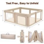 Foldable Baby Playpen with Mat, Foldable Baby Fence Play Yards for Babies and Toddlers, Play Pen with Breathable Mesh and Anti-Fall Pads (71"×59") - Image 3