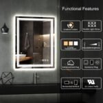 LED Bathroom Mirror, 24x32 Inch Vanity Mirror with Lights | Gradient Front and Backlit Bathroom Mirror with Lights, 3 Colors Dimmable CRI>90, IP54 Enhanced Anti-Fog, Hanging Plates - Image 3