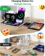 Acer Gadget 7-in-1 Wireless Charging Station Charger Stand for Multiple Devices for Apple - iPhone 17 16 15 14 13 12 Pro Max Apple Watch Airpods, Wireless iPhone Charger Station with Bluetooth TimeSyn - Image 5