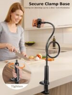 Tryone Gooseneck Phone Holder Hands-Free for Phone Viewing Or Recording, Adjustable Stable Metal Cell Stand Mount for Desk Table Bed, Soporte para Celular, Fits 4-7 Phones Including iPhone - Black - Image 4