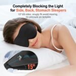 LitBear Sleep Mask for Side Sleeper Women Men, Eye Mask for Sleeping | Light Blocking 3D Contoured Sleeping Mask, Soft Breathable Sleep Eye Mask with Adjustable Elastic Strap for Travel, Black - Image 3