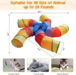 Depets Cat Tunnel for Indoor Cats, Large Collapsible Cat Tube Toys, 5-Way | Pet Play Tunnel with Interactive Peephole & Play Ball, S-Shaped, for Kittens Puppies Rabbits Indoor Exercise, Polyester - Image 4