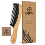 ORW Fine Tooth Comb with Handle, Bamboo Detangling Comb for Fine Hair, Anti Static Styling Comb, Wet & Dry Hair - Image 2
