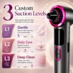 Heated Blackhead Remover Vacuum, Warm Compress Pore Vacuum Cleaner with 3 Suction Levels, LED Display, USB Rechargeable Facial Pore Cleaner Kit, 5 Heads and 4 Stainless Steel Tools (Purple) - Image 4
