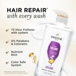 Pantene Shampoo, Sheer Volume - 72-Hour Fullness, Lightweight Nourishment with Pro-Vitamin B5 + Antioxidants, Fine, Thin, Color-Treated Hair, Paraben Free, Remove Build Up for Body & Shine, 27.7 Fl Oz - Image 3