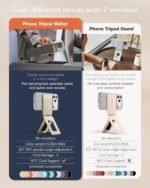 MOFT Phone Stand Wallet, NFC-Supported Tap-and-Go Card Holder, MOVAS Leather, Slim Magnetic Tripod for iPhone 17/16/15/14/13/12, Travel Essential Wallet Cell Phone Stand for 2 Cards, Taupe - Image 3