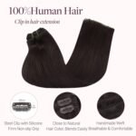 GOO GOO Clip in Hair Extensions Real Human Hair, Remy Human Hair Extensions Clip ins for Women, Natural Human Hair, 18inch 120g 7Pcs, 2 Dark Brown - Image 4