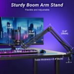 TONOR Gaming Microphone Set with Boom Arm, Vocal Condenser Microphone for Content Creators, USB Mic for PC with Stand, RGB, Tap Mute, Gain Control, Gaming Equipemnt, Twitch, Streaming, TC310+ | Boom Arm Set, USB Mic with Controllable Light, One Tap Mute, Volume Control, for Discord, Twitch Streaming, Black, TC310+ - Image 7