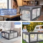 Foldable Baby Playpen Portable Travel Play Yard, Dark Gray | Safety Play Yard for Babies & Toddlers, Indoor & Outdoor Use, Carry Bag Included, Collapsible, Portable，Sturdy & Secure - Image 7