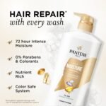 Pantene Conditioner, Daily Moisture Renewal - Pro-V Nutrients for Dry, Color-Treated, Straight to Curly Hair, 72 Hour Hydration & Softness, Paraben Free, Cleanses, Strengthens Bonds, 25.1 Fl Oz - Image 3